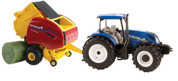 ERT13966 - NEW HOLLAND T6.180 avec presse à balles rondes NEW HOLLAND Roll-Belt 560 - 1
