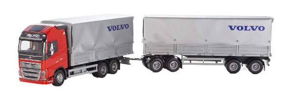 EMEK40955 - VOLVO FH16 750 6x4 rouge porteur avec remorque bâchée 2+2 Essieux - 1