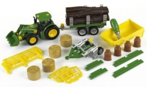 KLE3907 - JOHN DEERE 6215R avec Herse et  plateau modulable à balles, forestiére ou Benne