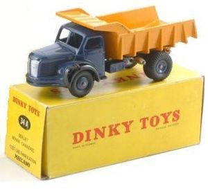 DIN34A - BERLIET 4x2 porteur Benne Bleu et jaune – Édition ATLAS