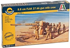 ITA7512 - Canon 8.8cm flak 37 AA avec servants montage rapide à assembler et à peindre
